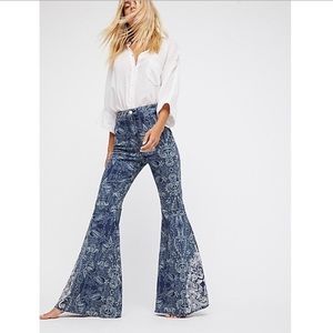 Free People Embroidered Bell Bottoms